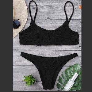 Zaful Swimsuit-Smocked Bikini Top and Bottoms